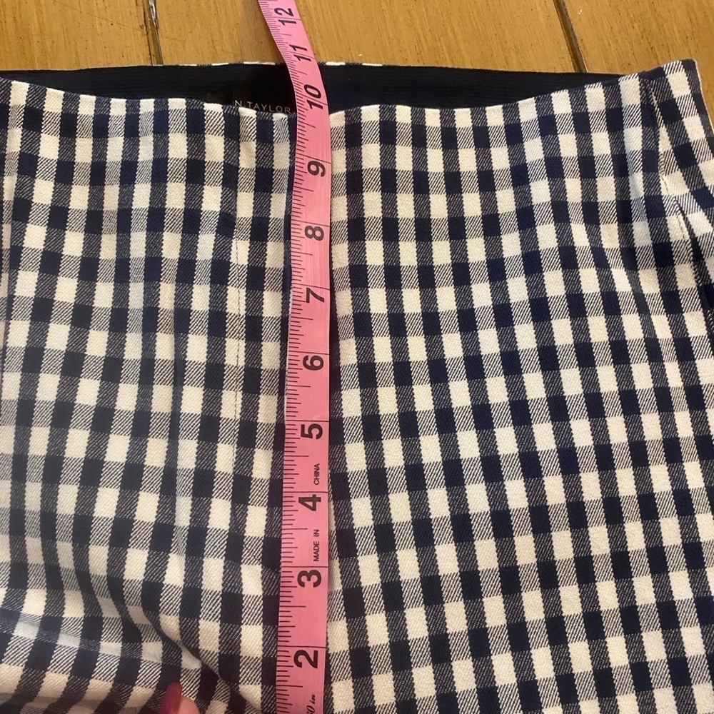 Ann Taylor Women’s Gingham Checkered Pants Elastic Waist Size 0 blue white - Picture 8 of 12